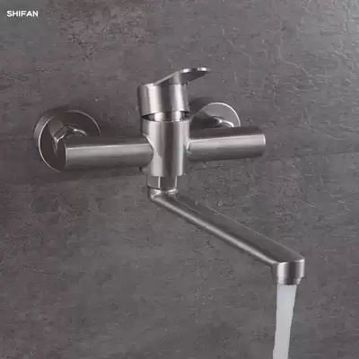 SUS304 stainless steel extended bathtub faucet in-wall hot and cold extended wooden barrel faucet sitter