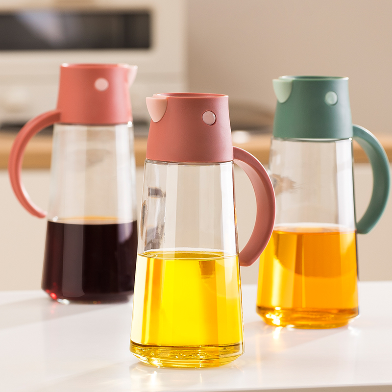 Lebo glass kettle flake oil oil tank kitchen automatically open soy bottle conditioner bottle without hanging oil