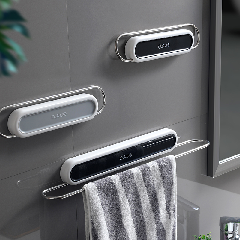 Towel rack single rod suction cup type punch-free toilet stainless steel bath towel wall bathroom hanger powder room rack
