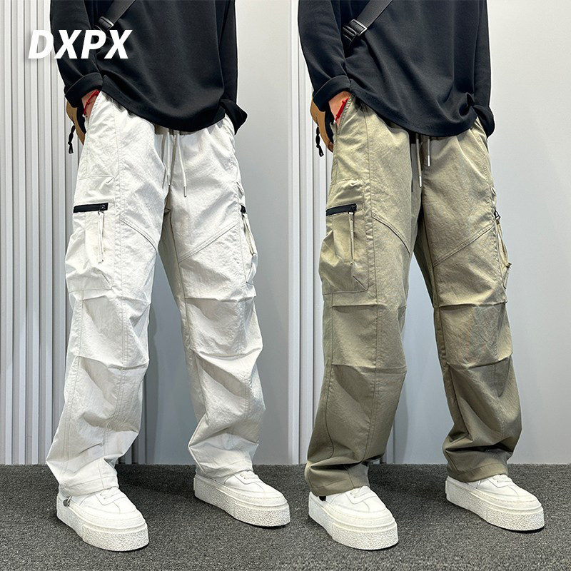 Dxpx Brand Counter Spring/Summer American Retro Zipper Multi-Pocket Cargo Pants Men's Outdoor Tactical Casual Paratrooper Pants