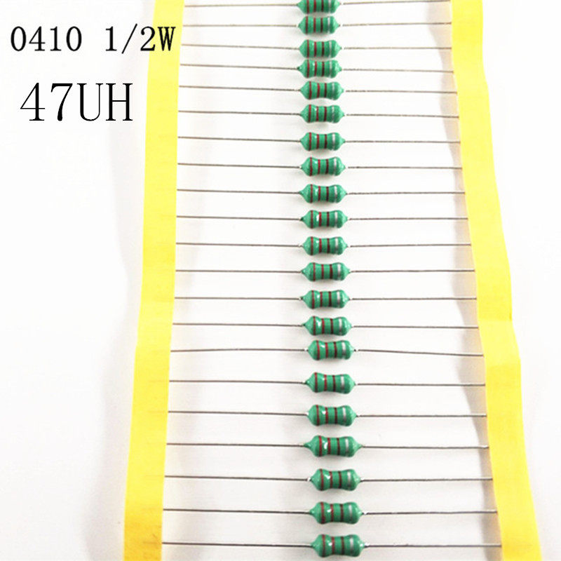 0410 straight insert inductance 1 2W color ring inductance 0410 47UH 50 AL0410-470K 