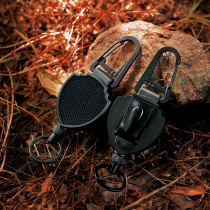 Outdoor mountaineering anti-lost and anti-theft plastic metal backpack keychain easy-pull buckle thick cable puller telescopic keychain