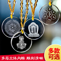 Crystal Green Mother Pendant Shurangama Mantra Bound Manjushri Bodhisattva Necklace Pendant