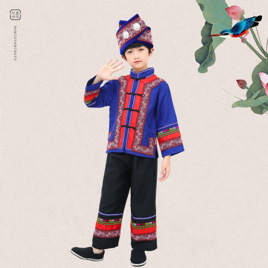 Nuevos disfraces de Lhoba para niños y niñas, trajes de baile, conjuntos de trajes de escenario para niños de minorías étnicas