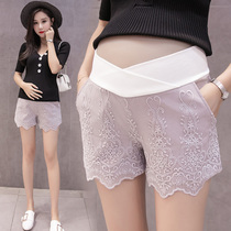 Pregnant Woman Pants Summer Clothing 2020 Fashion new Korean version lace shorts Outer wear Chauma pregnant woman Low waist Summer Toabdominal pants