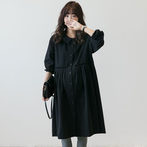 Pregnant woman Lions dress New dress New long sleeves Aging Collar Pregnant Woman Dress Cashew Slim Mid-Length Shirt Gestation Woman Dress