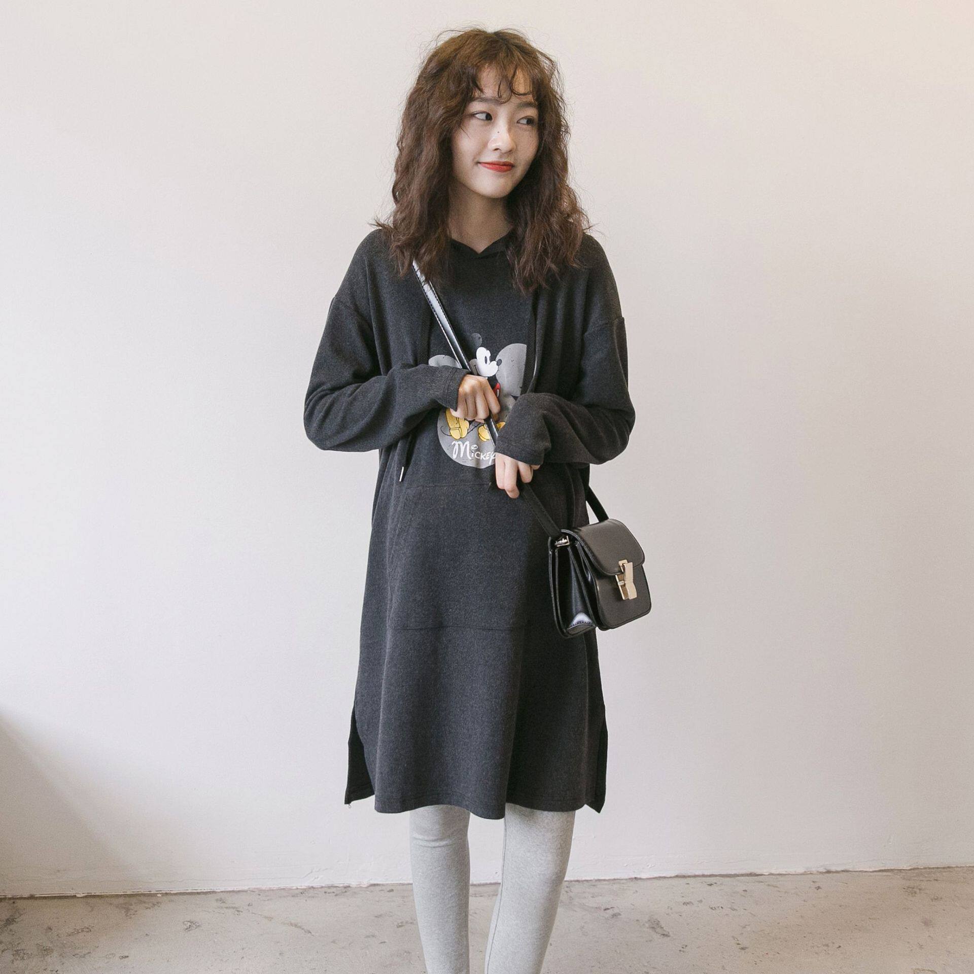 Pregnant Woman Autumn Clothing Mayo Cashmere Pregnant Woman Skirt Fashion 100 lap loose large size Lions with hat blouses pregnant women's dress