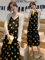 Pregnant woman dress with dress and summer dress upscale suit Fashion skirt Two sets of foreign air chili personality long skirt cardiovert suit