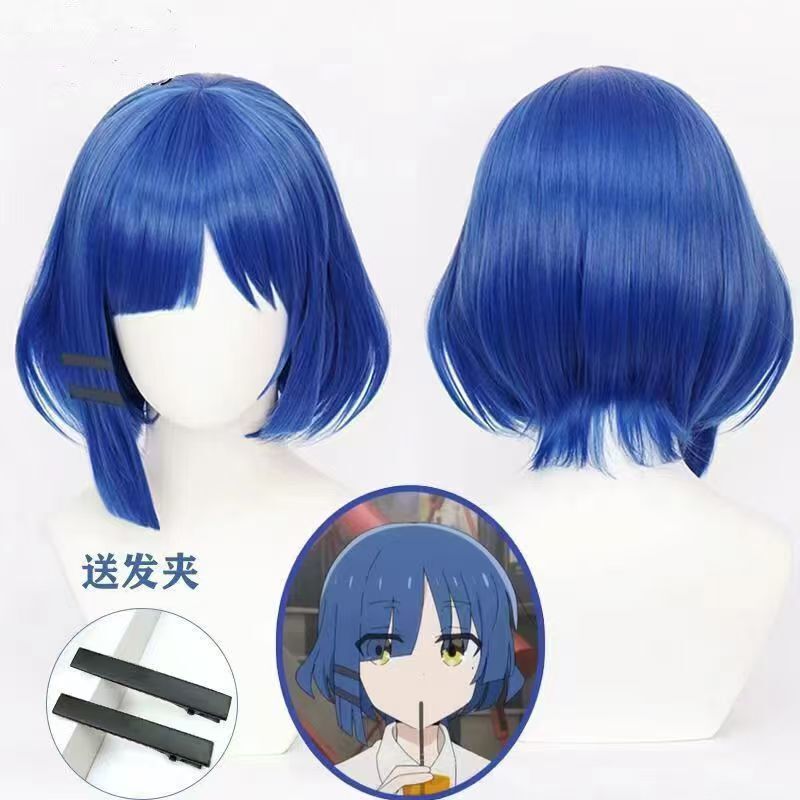 Lonely Rock Yamada Ryo Cosplay Wig Blue Bob Hairstyle Easy-To-Style Short Hair in Stock Lonely Rock Yamada Ryo Cosplay Wig Blue Bob Hairstyle Easy-To-Style Short Hair in Stock