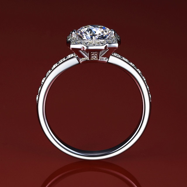 50 ຈຸດ 1 carat moissanite diamond ring imitation diamond ring women's wedding ring diamond ring HW Sydney style group diamond ring for women