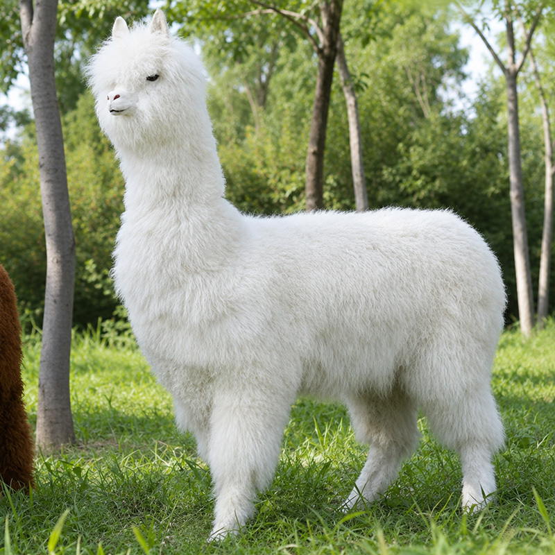 Simulated Alpaca Horse Grass Mud Model Plush Toy Alpaca Animal Ornament Fur Crafts Alpaca Specimen Ornament