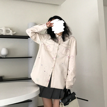 East Day is a curly cute cloud Dowmi white child anecdote Cowboy Shirt Woman Autumn blouse