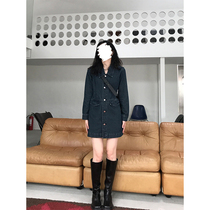 East Day is a curly retro Cowboy dress with dress Single dress Single dress with spring and summer temperament slim and long sleeve skirt