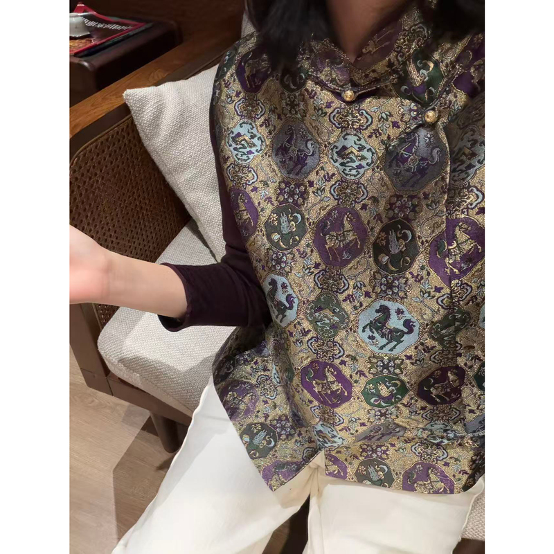 [Tang Brocade·Tianma Pattern] Sanma New Chinese Style Mulberry Silk Vest with Mulberry Silk Lining, National Style, Early Autumn New Collection