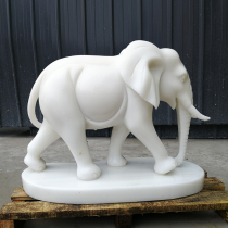 First-class white marble stone elephant jade elephant A pair of stone elephant mother and child elephant sculptures placed at the door of the company villa