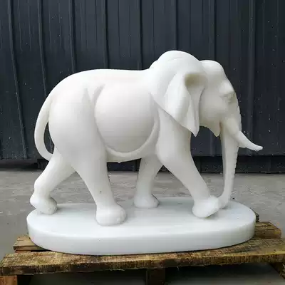 First-class white marble stone elephant jade elephant A pair of stone elephant mother and child elephant sculptures placed at the door of the company villa