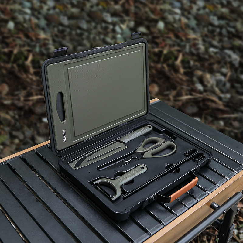 Nato Outdoor Barbecue Tool Box Kitchenware Portable Set Camping Cutting Board Peeler Picnic