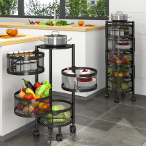 Kitchen rotating vegetable rack 360-degree multi-layer household cylindrical vegetable rack for fruit and vegetable basket storage
