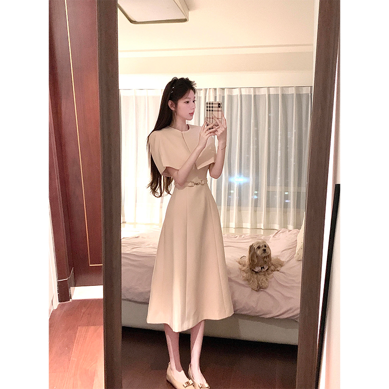 Pink Dress for Women, High-End Socialite Style, Engagement Dress, Sleeveless Long Dress, Shawl Cape Two-Piece Set