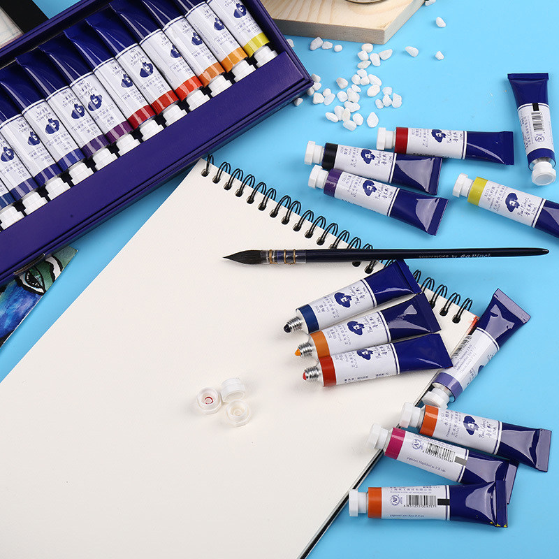 Rubens tube pigment set artist class 48 color tube assembly beginner transparent hand painted watercolor