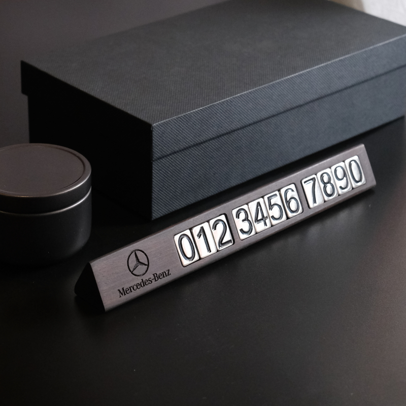 Upscale Black sandalwood Mercedes Benz BMW Audi temporary stop number plates moving car double phone number plate metal numbers-Taobao