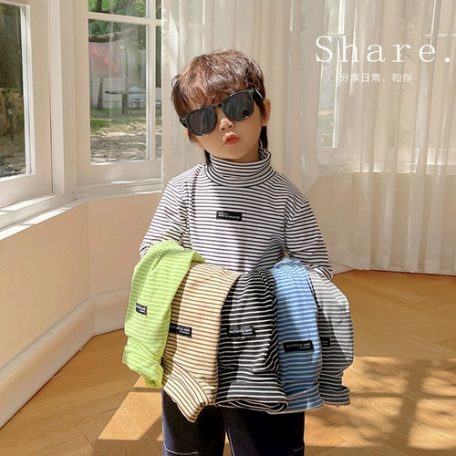 Лонгслив для мальчиков, приятный телу осенний демисезонный детский пуховик, детское термобелье, высокий воротник, детская одежда