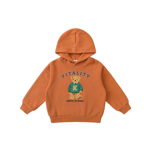 Весенняя осенняя детская толстовка с капюшоном для мальчиков, с медвежатами, детская одежда, в западном стиле