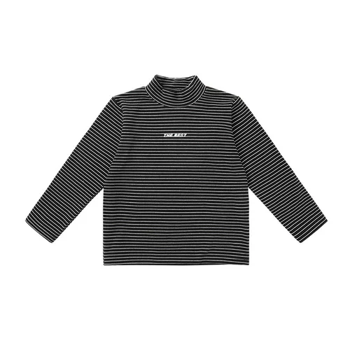 Бархатный лонгслив для мальчиков, футболка, осенний демисезонный детский пуховик, высокий воротник, детская одежда