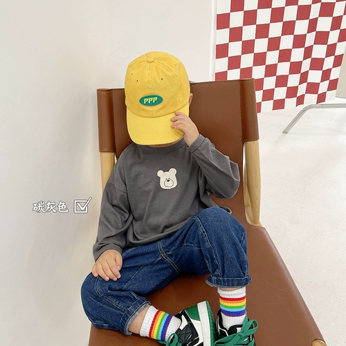 Мультяшная футболка для мальчиков, осенняя детская утепленный лонгслив, детская одежда, в западном стиле