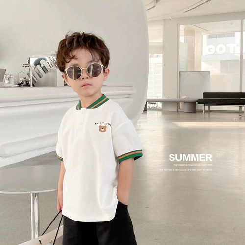 Хлопковая детская футболка polo для мальчиков, детская одежда