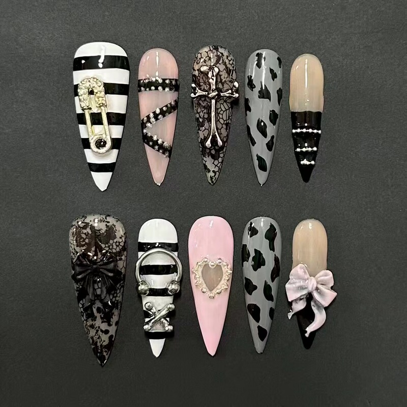 Original Handmade Wearable Nails, High-End Nail Art Patches, Finished Product, Removable Fake Nails, Whitening, Long and Pointed Original Handmade Wearable Nails, High-End Nail Art Patches, Finished Product, Removable Fake Nails, Whitening, Long and Pointed