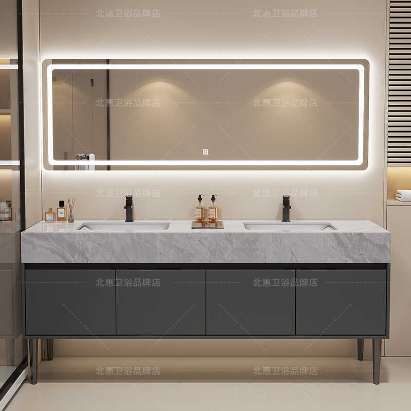Double-Basin Marble Floor-Standing Bathroom Cabinet Combination Washbasin Public Restroom Face Washing Sink Toilet Basin