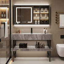 Cream Wind Floor Type Rock Plate Seamless Ceramic Integrated Washbasin Bath Room Cabinet Combined Toilet Wash Table Wash face