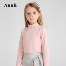 Anel childrens clothes for boys and girls T-shirt long sleeve 2021 autumn new foreign atmosphere children Base shirt mid-collar autumn winter clothes