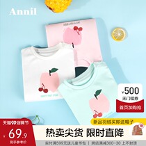 Anel childrens clothing female childrens T-shirt cotton summer New Baby print T-shirt round neck short sleeve shirt