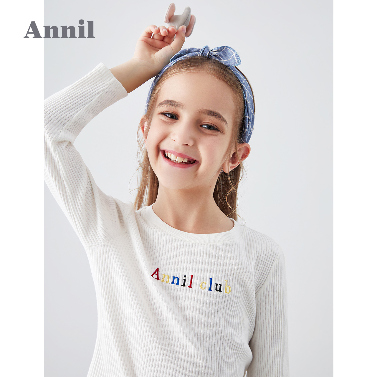 váy cô gái T-shirt Annai dành cho trẻ em dài tay áo 2019 rơi mới in lá thư đơn giản vòng cổ tay nhanh với cùng.