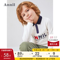 Anel childrens clothing boys polo shirt foreign autumn clothes New Boys T-shirt lapel collar long sleeve cotton top