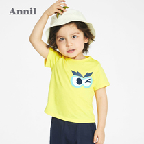 Anel childrens clothing boys T-shirt summer short sleeve baby coat 2021 new cotton young children loose base shirt