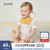 Annai childrens clothing newborn baby clothing summer new A-standard Meng fun men and women baby short-sleeved one-piece