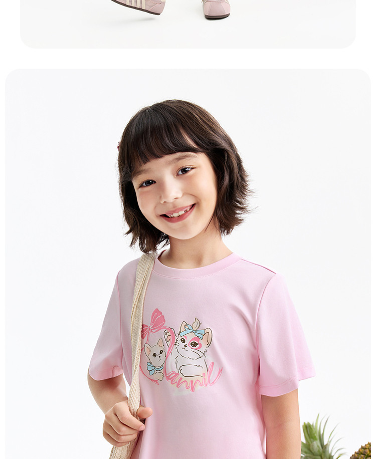 【全棉速干T】安奈儿童装女童圆领短袖T恤2026夏新款运动休闲透气 — 19
