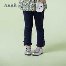 Anel childrens clothing female childrens leggings full waist knitted ruffle pants mouth spring clothing New Baby pants