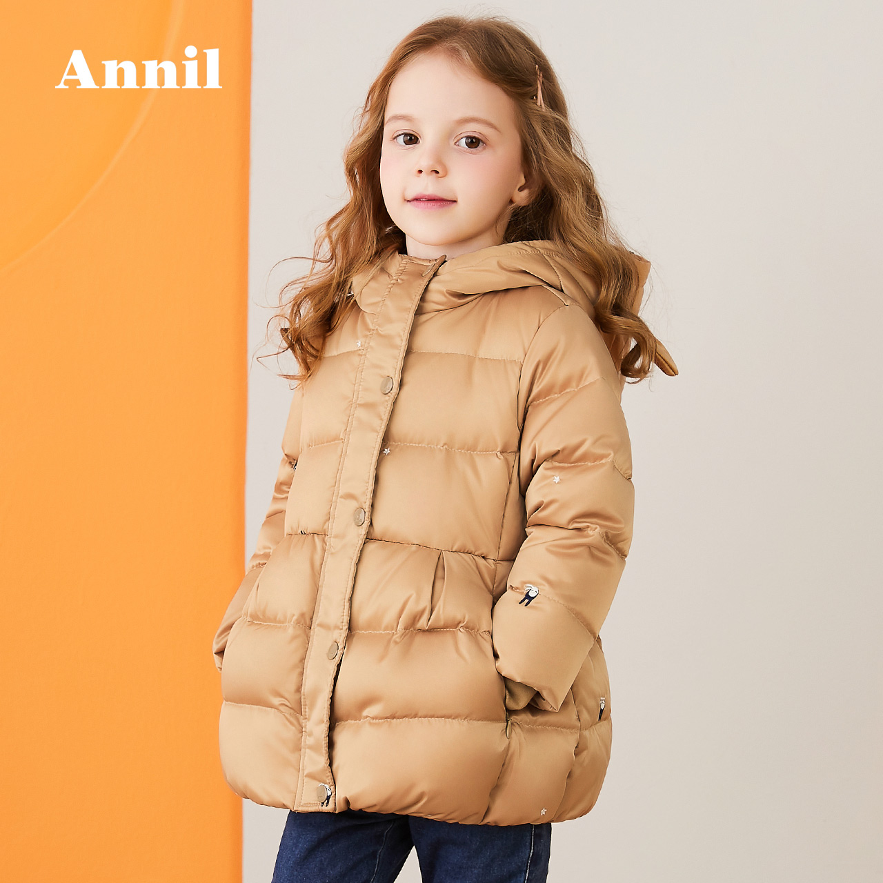 thời con gái mặc Annai dành cho trẻ em thời con gái dài xuống áo khoác bé bé áo dày chống chạy xuống.