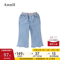 Shopping mall with ANEL childrens clothing girls denim Capri pants foreign style summer wear new girls micro-lamas pants