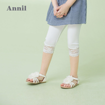 Anel childrens clothing girls leggings summer new childrens lace stitching casual Capri pants short pants