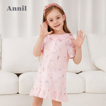 Anel childrens clothing girl nightdress short sleeve thin 2021 summer new girl dress