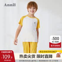 Anel Childrens Wear Boys Pajamas Set Summer New Modal Boys Short Sleeve Home Clothes Set