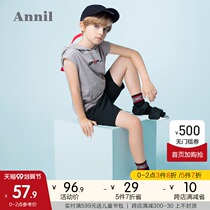 Anel childrens clothing boy vest hooded cotton new letter tide cool outside wearing foreign style letter vest summer