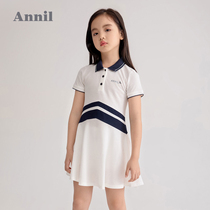 Shopping mall with ANEL childrens clothing girl short sleeve dress 2021 summer new foreign style sports girl skirt