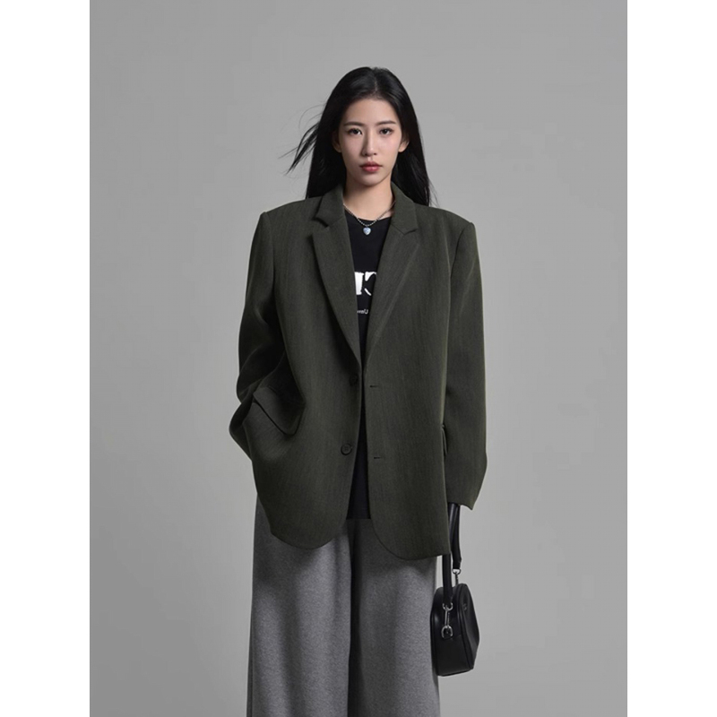 2026 Spring New Vintage High-End Gray Green Small Suit Loose Casual Elegant Blazer for Women 2026 Spring New Vintage High-End Gray Green Small Suit Loose Casual Elegant Blazer for Women