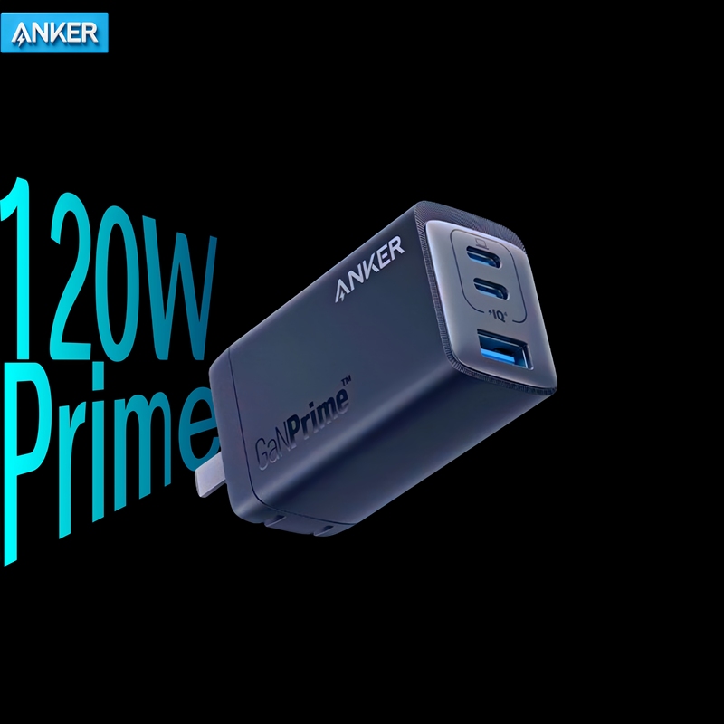 Anker 120W Three-Port Charger Pd Fast Charging Suitable for Apple 17 Android Huawei Mobile Phones Typec Charger iPad Laptop Plug 737 Gallium Nitride Charging Head 16Pro